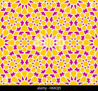 Vektor nahtlose lila gelb islamischen Umriss Stern geometrische Muster Stock Vektor