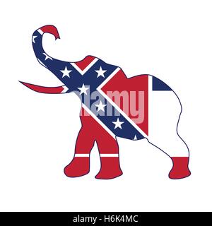 Die Mississippi republikanische Elefant-Flagge vor einem weißen Hintergrund Stock Vektor