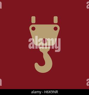 Das Kran-Haken-Symbol. Gebäude und das Symbol heben. Flache Vektor-illustration Stock Vektor