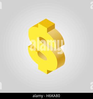Das Dollar-Symbol. Bargeld und Geld, Reichtum, Zahlung symbol.3D isometrische. Flache Vektor-illustration Stock Vektor