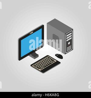 Das Computer-Symbol. PC, Desktop-symbol.3D isometrisch. Flache Vektor-illustration Stock Vektor