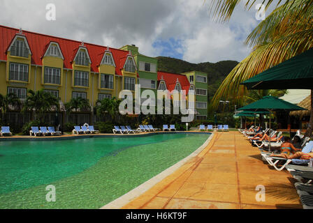 Karibik, St. Lucia, Rodney Bay, Coco Palm Hotel Stockfoto