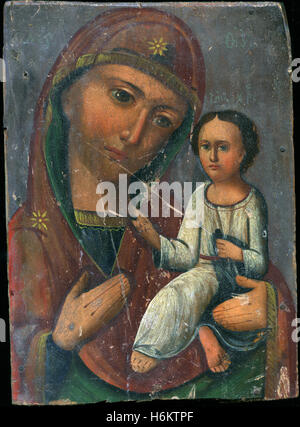 Heilige Maria mit Kind, ukrainische Schule, Ende des 19. - früh-20 Thjahrhunderte Stockfoto
