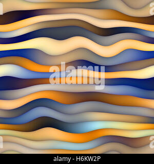 Raster nahtlose Blau Orange Gradient verzerrt Wellenlinien Muster Stockfoto