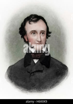 Porträt des amerikanischen Schriftstellers Poe (1809-1849) des Künstlers John Sartain (1808-1897) um 1840 im Alter von 31. Stockfoto