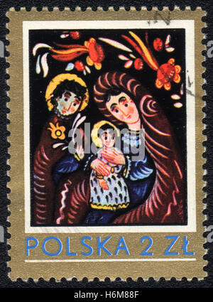 Eine Briefmarke gedruckt in Polen zeigt die Heilige Familie, ca. 1979 Stockfoto