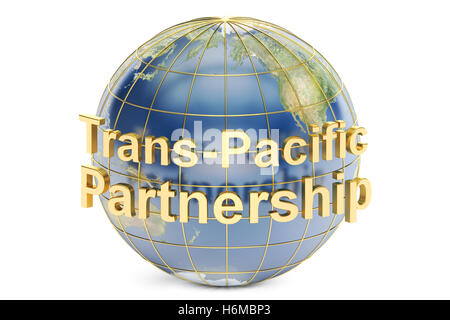 Trans-Pacific Partnership-Konzept, 3D-Rendering isolierten auf weißen Hintergrund Stockfoto