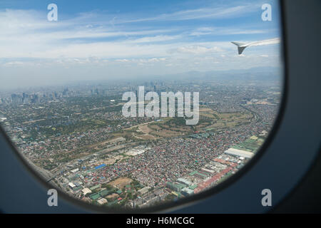 Manila Blick aus dem Flugzeug, Philippinen Stockfoto