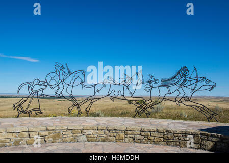 Skulpturen des indischen Krieger am Little Bighorn Battlefield National Monument, Montana USA Stockfoto