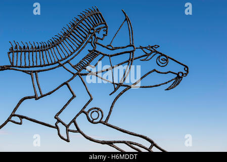 Skulpturen von indischen Krieger am Little Bighorn Battlefield National Monument, Montana USA Stockfoto