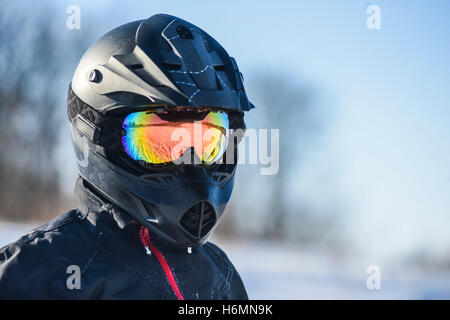 Biker im Helm Stockfoto