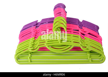 Farbige Kunststoff-Aufhänger Stockfoto
