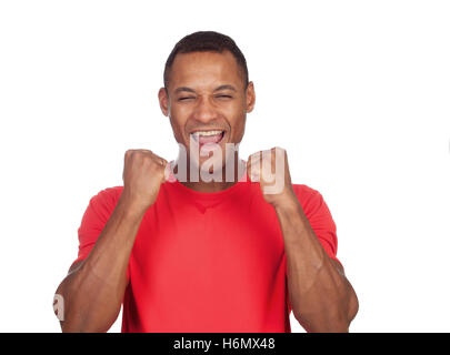 Sieger Männer in rot auf einem weißen Hintergrund isoliert Stockfoto