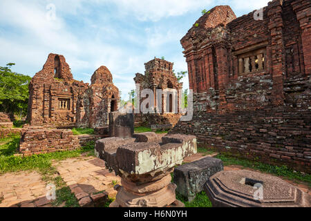 Alte Tempelruinen in der Gruppe D. Mein Sohn Sanctuary, Quang Nam Provinz, Vietnam. Stockfoto