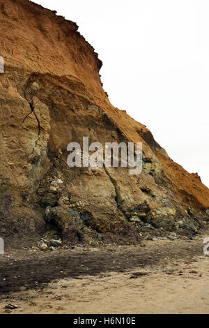 Sandsteinfelsen in Hannover Point, Isle of Wight enthüllt Dinosaurier Fossilien (Iguanodon) vom Cretacious Zeitraum von 125 Millionen Jahren kollabiert Stockfoto