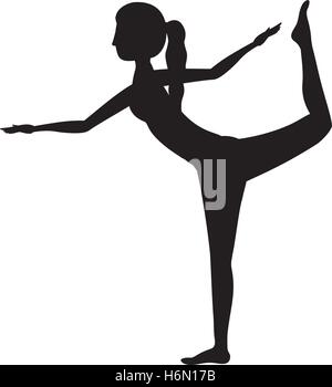 Silhouette Yoga Frau Herr der Tanz-Pose-eine Vektor-illustration Stock Vektor