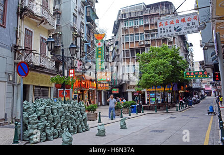 Street Scene Altstadt Macau China Stockfoto