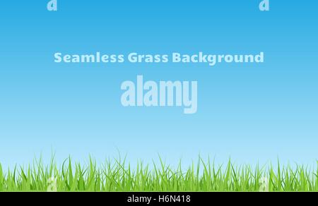 Horizontale nahtlose Grasgrün Hintergrund mit gebogenen Blättern Stock Vektor