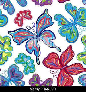 Nahtlose bunten Schmetterling Muster. Vektor-illustration Stock Vektor