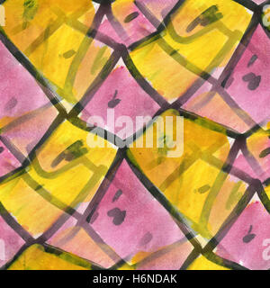Aquarell rosa Dreiecke gelb Mosaik nahtlose Textur für Ihre Business-Tapete-Kunst Stockfoto