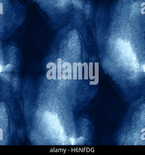 bunte Muster Blau Wasser Wellen Meer abstrakte Aquarell malen Kunst nahtlose Textur handbemalt Hintergrund Stockfoto