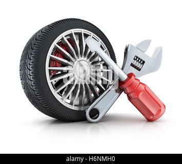 Symbol-Reparatur-Rad auf einem weißen Hintergrund (in 3D-Rendering getan) Stockfoto