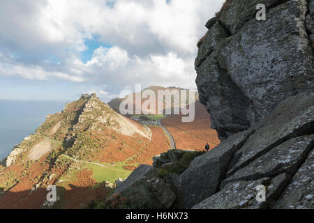 Später Herbstnachmittag im Valley of Rocks in der Nähe von Lynton, Devon, England, Großbritannien Stockfoto