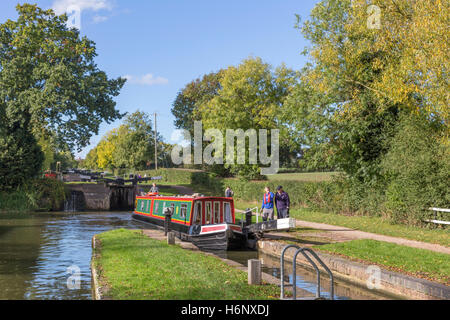 Lapworth Flug der Schlösser an der Stratford-upon-Avon Canal, Warwickshire, England, UK Stockfoto