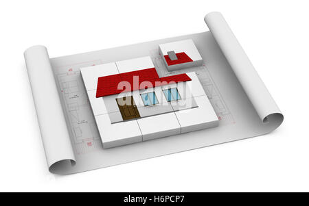 Modell Design Konzept Plan Entwurf technische engineering neue Arbeit Fabrik Projektgeschäft isoliert Hausbau Architektur Stockfoto