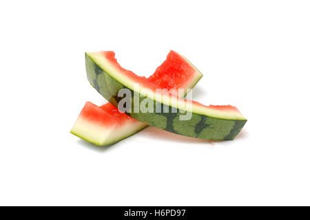 Lebensmittel Nahrungsmittel isolierte Zähne wenig Sommer sommerlich Reflexion Reife Frucht, erfrischende Schnitt saftigen halbe Wassermelone Marken lecker gegessen Stockfoto