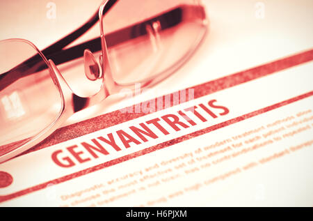 Diagnose - Genyantritis. Medizinisches Konzept. 3D Illustration. Stockfoto