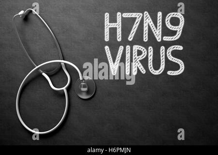 H7N9 handschriftlich auf Tafel. 3D Illustration. Stockfoto