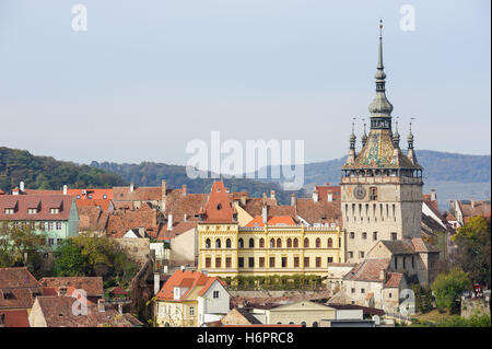 Blick über Stadt Sighisoara, Rumänien Stockfoto