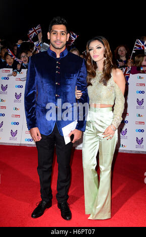 Amir Khan und Faryal Makhdoom Teilnahme an der Stolz von Großbritannien Awards 2016 im Grosvenor House, Park Lane, London. Stockfoto