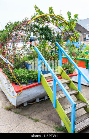 Die Skip-Garten, einen gemeinschaftlichen Garten eine grüne Oase in der Mitte von der King's Cross Development, London, UK, 2013 Stockfoto