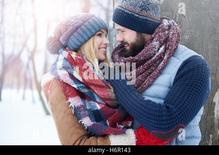 Winter Liebe liegt in der Luft Stockfoto