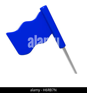 Blaue Flagge isoliert auf weiss, 3D-Bild Stockfoto