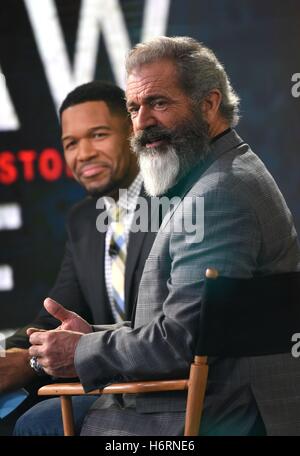 New York, NY, USA. 1. November 2016. Mel Gibson, auf Good Morning America (GMA) unterwegs für Promi-Schnappschüsse - di, New York, NY 1. November 2016. Bildnachweis: Derek Sturm/Everett Collection/Alamy Live-Nachrichten Stockfoto
