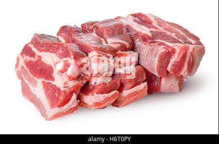 Rohen Schweinebauch Scheiben isoliert auf weißem Hintergrund Stockfoto
