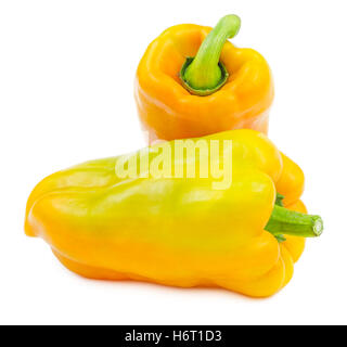 Große gelbe süße Paprika isoliert auf weißem Hintergrund. Stockfoto