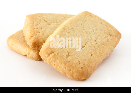 Butterkekse in einem Stapel auf einer weißen Fläche. Stockfoto