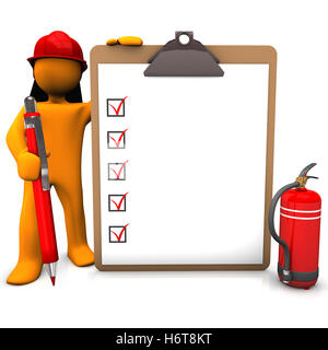 Feuerlöscher, Feuer, Feuerwehrmann, Abteilung, Feuerwehr, rot, Dienst, Frau, Info, Stockfoto