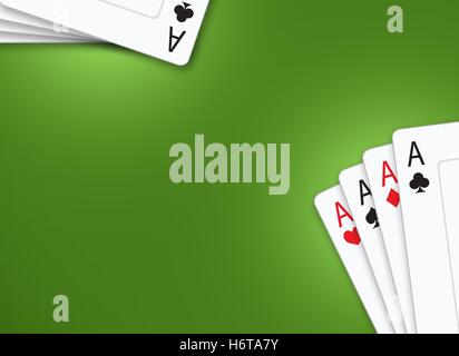 Poker Karten grünen Tisch Hintergrund Illustration mit Textfreiraum Stockfoto