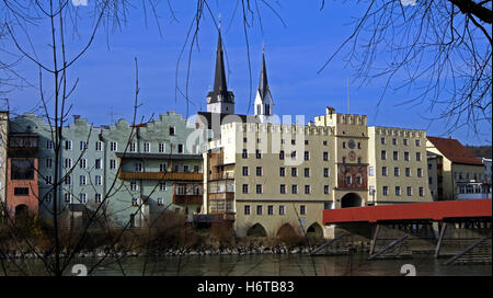 Blick auf Wasserburg am Inn Altstadt Stockfoto