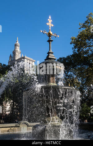 Der Schimmel Brunnen, City Hall Park, New York Stockfoto