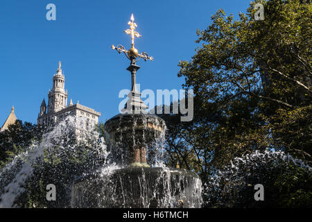 Der Schimmel Brunnen, City Hall Park, New York Stockfoto