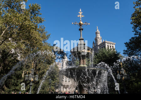 Der Schimmel Brunnen, City Hall Park, New York Stockfoto