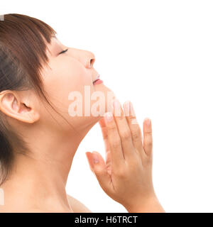 Frau enge Profil Menschen Menschen Menschen folk Personen menschlicher Mensch Lachen Lachen lacht twit kichern Lächeln Lächeln Stockfoto