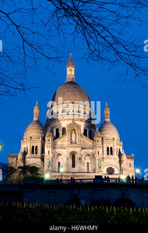 Sacre Coeur bei Nacht, Montmartre, Paris, Frankreich, Europa Stockfoto