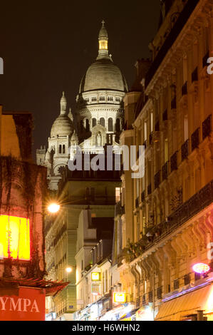 Sacre Coeur bei Nacht, Montmartre, Paris, Frankreich, Europa Stockfoto